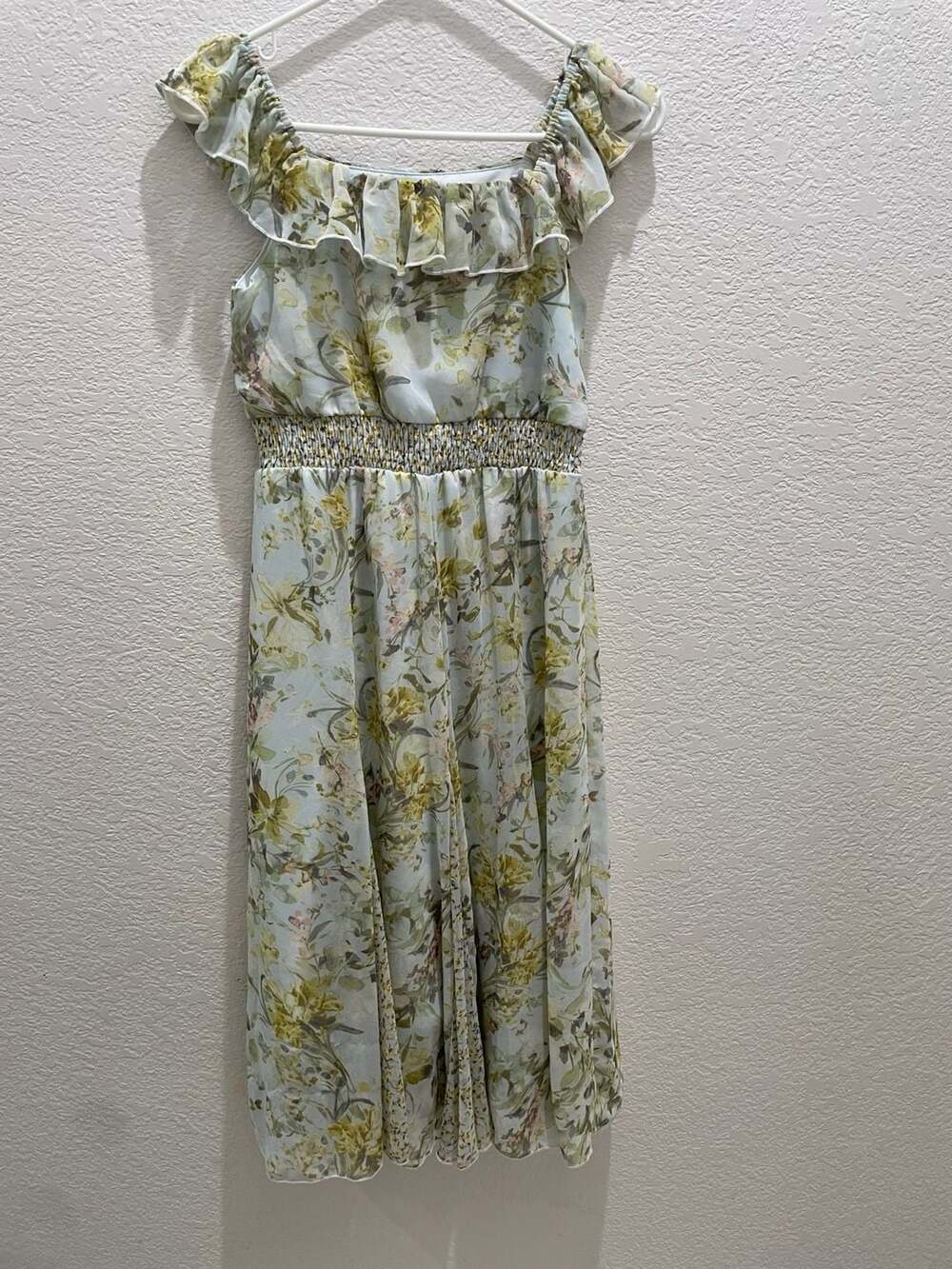 Zunie Girls Floral Chiffon Ruffle Off-Shoulder Dress Size 10